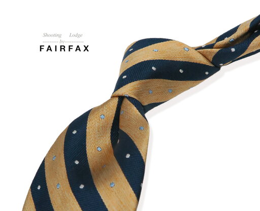 【 FAIRFAX / フェアファクス 】●ネイビー×杢調イエローのストライプ地にサックスブルーとオフホワイトのドット柄( レジメンタルネクタイ ) ●( PO-FS279) 【楽ギフ_包装】 【 FAIRFAX / フェアファクス 】●ネイビー×杢調イエローのストライプ地にサックスブルーとオフホワイトのドット柄( レジメンタルネクタイ ) ●( PO-FS279) 【楽ギフ_包装】