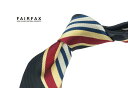 ■TRAD SALE!【 FAIRFAX / フェアファクス 】ブラックのヘリンボーン地にネイビー×イエロー×レッド×オフホワイトのストライプネクタイ ( レジ...