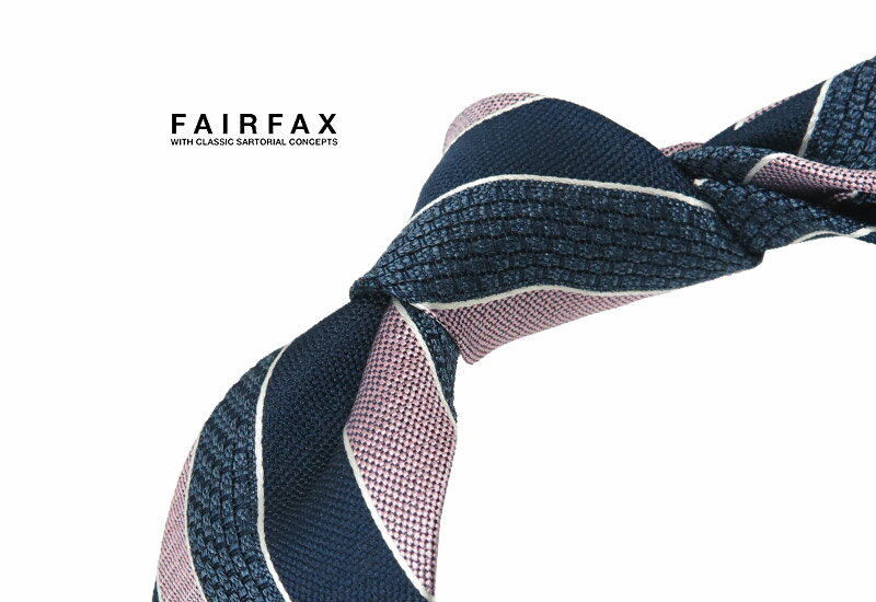 【 FAIRFAX / フェアファクス 】ピンク×ネイビー×スレートブルーのストライプネクタイ ( レジメンタルネクタイ ) ●( FAS-1706 ) 【楽ギフ_包装】