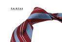 ■TRAD SALE!【 FAIRFAX / フェアファクス 】杢調ワインレッド×サックスブルー×オフホワイトのストライプネクタイ ( レジメンタルネクタイ )...