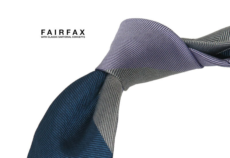 【 FAIRFAX / フェアファクス 】ネイビー×シルバーグレー×ラベンダーのストライプネクタイ ( レジメンタルネクタイ ) ●( FAS-1857 ) 【楽ギフ_包装】