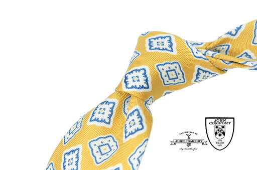 JOHN COMFORT / ジョン・コンフォート レモンイエロー地にブルー×オフホワイトの小紋タイ / 小紋柄ネクタイ ( JCK-93 ) 【楽ギフ_包装】 JOHN COMFORT / ジョン・コンフォート レモンイエロー地にブルー×オフホワイトの小紋タイ / 小紋柄ネクタイ ( JCK-93 ) 【楽ギフ_包装】