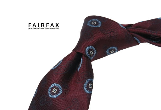 【 FAIRFAX / フェアファクス 】小紋 ●ワイン地にサックスブルー×オフホワイトのペイズリー柄小紋タイ/ ネクタイ ( FAK-1579 ) 【楽ギフ_包装】 【 FAIRFAX / フェアファクス 】小紋 ●ワイン地にサックスブルー×オフホワイトのペイズリー柄小紋タイ/ ネクタイ ( FAK-1579 ) 【楽ギフ_包装】