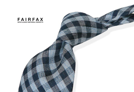【 FAIRFAX / フェアファクス 】 濃紺×サックスブルー×オフホワイトのチェックネクタイ / FAC-152【楽ギフ_包装】 【 FAIRFAX / フェアファクス 】 濃紺×サックスブルー×オフホワイトのチェックネクタイ / FAC-152【楽ギフ_包装】