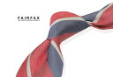 ■TRAD SALE!【 FAIRFAX / フェアファクス 】杢調レッド×オフホワイト×スレートブルーのストライプネクタイ ( レジメンタルネクタイ ) ●(...