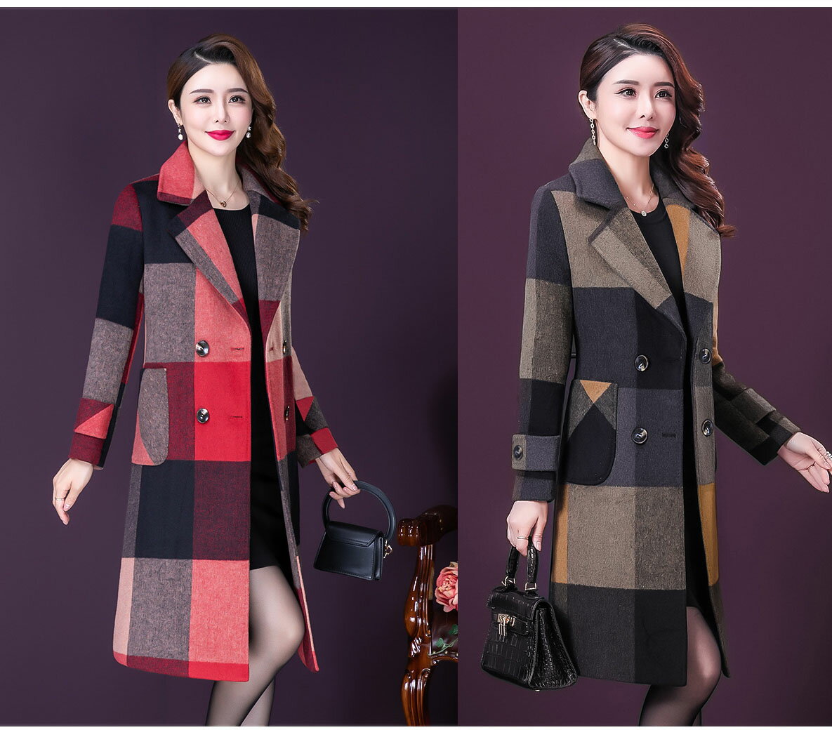 チェスターコート レディース ロングコート アウター ジャケット ロング丈 厚手 おしゃれ きれいめ チェック柄 通勤 送料無料秋冬 おしゃれ きれいめ ロング 長袖のサムネイル