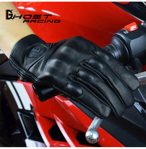 バイクグローブ 冬用 本革穴付き 衝撃吸収 タッチ機能 スマホ対応 バイク手袋 男女兼用