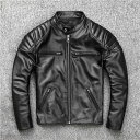 レザージャケット 本革ジャケット メンズ 立ち衿 牛革 黒色 バイクジャケット ライディング バイクウェア 秋冬用 防風耐磨 革ジャン 皮ジャン ミリタリージャ...