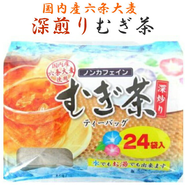 深炒り麦茶ティーバッグ 国内産(7g×24バッグ)×【40入】【お得用ケース販売】【送料無料】1個あたり￥143 ノンカフェイン 六条大麦 水出し 煮出し 麦茶 国産 遠赤焙煎 大容量 業務用麦茶 お徳用 無添加