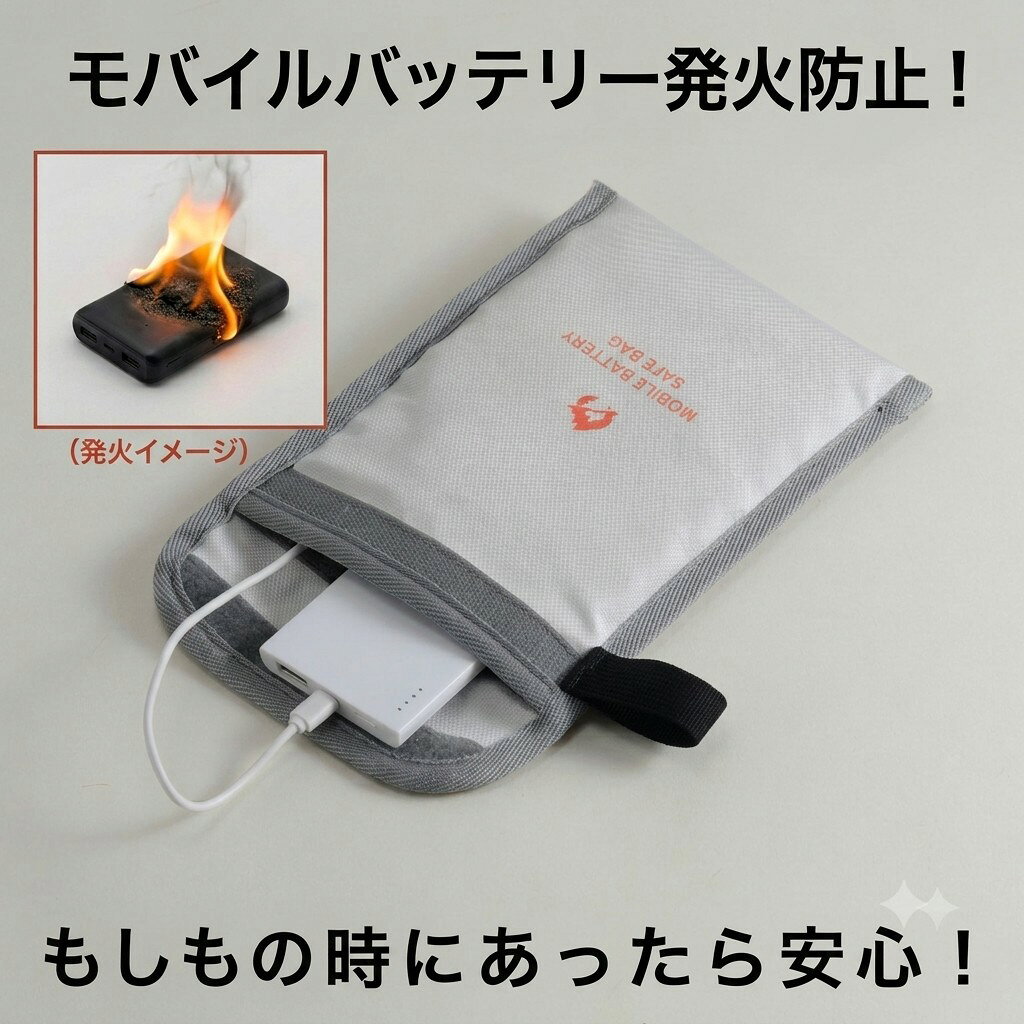 モバイルバッテリー ケース 耐火 品番2-304 防火ポーチ モバイルバッテリー スマホ 防炎ポーチ 防火袋 耐火ケース 防火ケース 防炎 防火 防災 耐火 防水 安心 収納 防災グッズ モバイルバッテリー発火を防ぐ 貴重品 ケース 貴重品入れ ポーチ ガジェットポーチ 送料無料 fukutokustore-10000633 FUKUTOKU STORE 楽天市場店 サンプル画像3