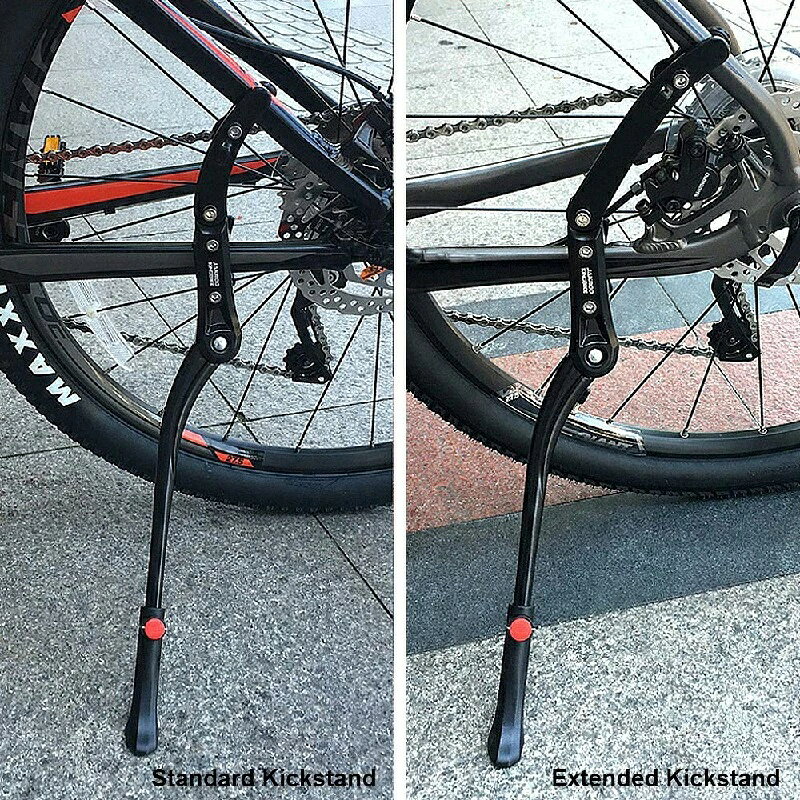 自転車 キックスタンド バイクサイドスタンド 長さ調節可能 アルミニウム合金製 二点固定 簡単取り付け 自転車用スタンド 24-28インチ~700C対応 ロードバイク/クロスバイク/マウンテンバイクに適用