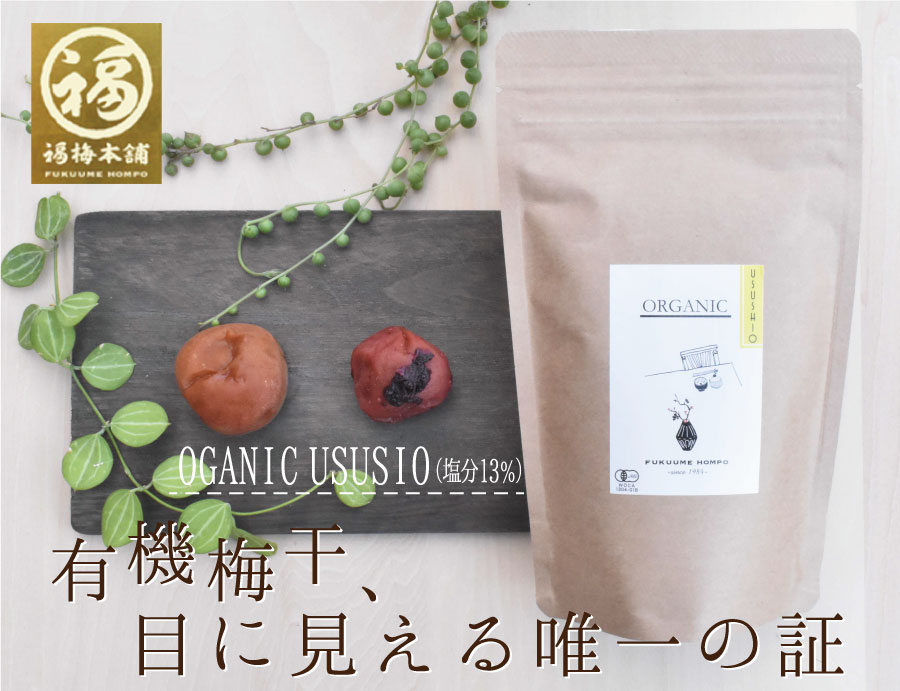 無添加 減塩 オーガニック有機梅干し 紀州南高梅 梅干し無農薬 ORGANIC USUSHIO 150g（塩分13％）