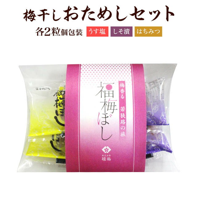 おしゃれなグルメギフト 送料無料 プチギフト 個包装梅干し6粒入『うす塩味・しそ漬・はちみつ』各2粒（退職 結婚式 子供 梅干 ギフト プレゼント おしゃれ かわいい 個包装 引出物 引き出物 うす塩 しそ漬 はちみつ 昆布 お返し 内祝） お取り寄せ グルメ