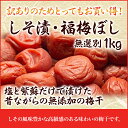 【送料無料】【ギフト包装不可】本格派梅干し：塩と紫蘇だけで漬けた昔ながらの無添加の梅干「しそ漬・福梅ぼし（無選別品）　1kg」ご奉仕品【smtb-T】10P03Dec16