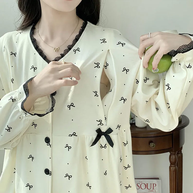 マタニティ パジャマ 授乳服 上下セット 長袖 長ズボン 春 夏 秋 カップ付き パッド付き マタニティウェア 授乳服 授乳口 前開き ルームウエア 産前産後OK 授乳対応 妊娠 出産準備 入院 ルームウェア 部屋着 セットアップ ロングパンツ アジャスター付き 送料無料