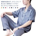 ルームウェア ゆったり 夏 メンズ 上下セット 半袖 前開き ナイトウェア 部屋着 冷感 送料無料