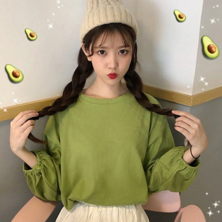 送料無料 トップス カットソー クルーネック Tシャツ tシャツ レディース 無地カットソー 長袖tシャツ パフスリーブ シャツ インナー ロンティー 重ね着 ゆったり ドロップ シンプル おしゃれ カジュアル きれいめ 大人 通勤 通学 fukuuriyasan-10001859 服売り屋さん 楽天市場店 サンプル画像2