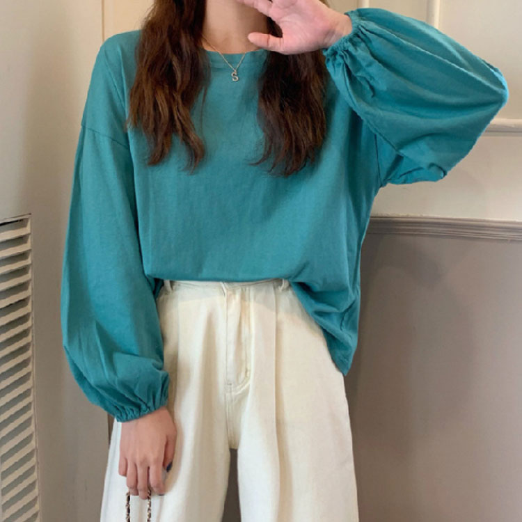 送料無料 トップス カットソー クルーネック Tシャツ tシャツ レディース 無地カットソー 長袖tシャツ パフスリーブ シャツ インナー ロンティー 重ね着 ゆったり ドロップ シンプル おしゃれ カジュアル きれいめ 大人 通勤 通学 fukuuriyasan-10001859 服売り屋さん 楽天市場店 サンプル画像3