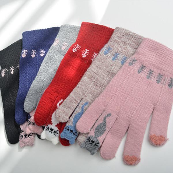 手袋 タッチパネル対応 レディース グローブ もこもこ 防寒 暖かい モコモコ ニット かわいい アウトドア