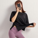 スポーツTシャツ スポーツウェア Tシャツ トップス レディース ヨガウェア ダンス ランニング(4)