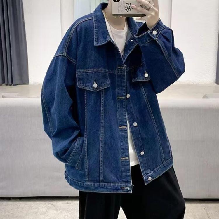 普段着 ゆったり デニムコート メンズ デニム Gジャン ビッグシルエット アウター 折り襟 長袖 デニムジャケット ポケット付き ジャケット 秋物