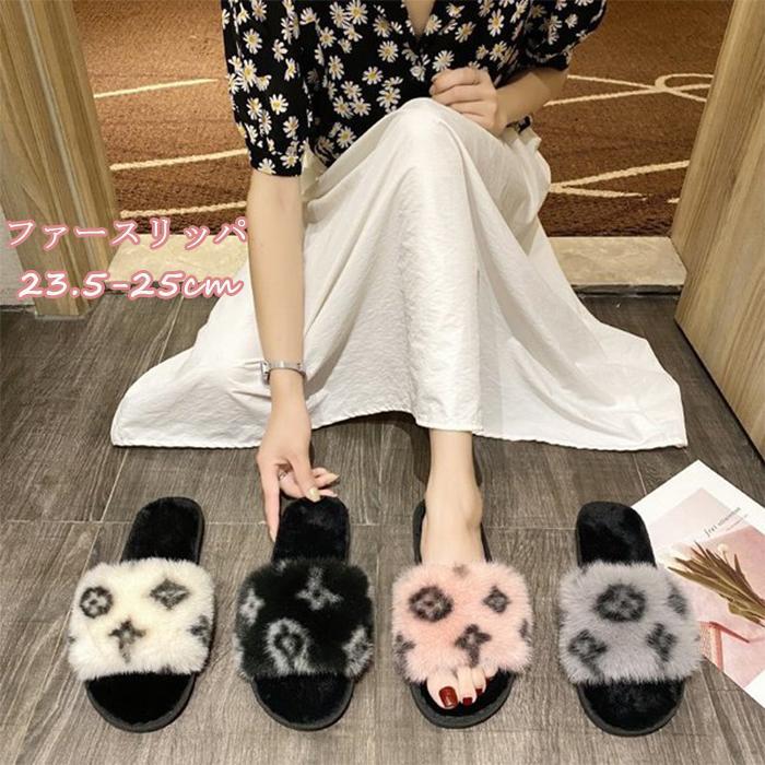 ファーサンダル ボアスリッパ ルームシューズ レディース スリッパ かわいい 冬 ふわふわ あったか も..