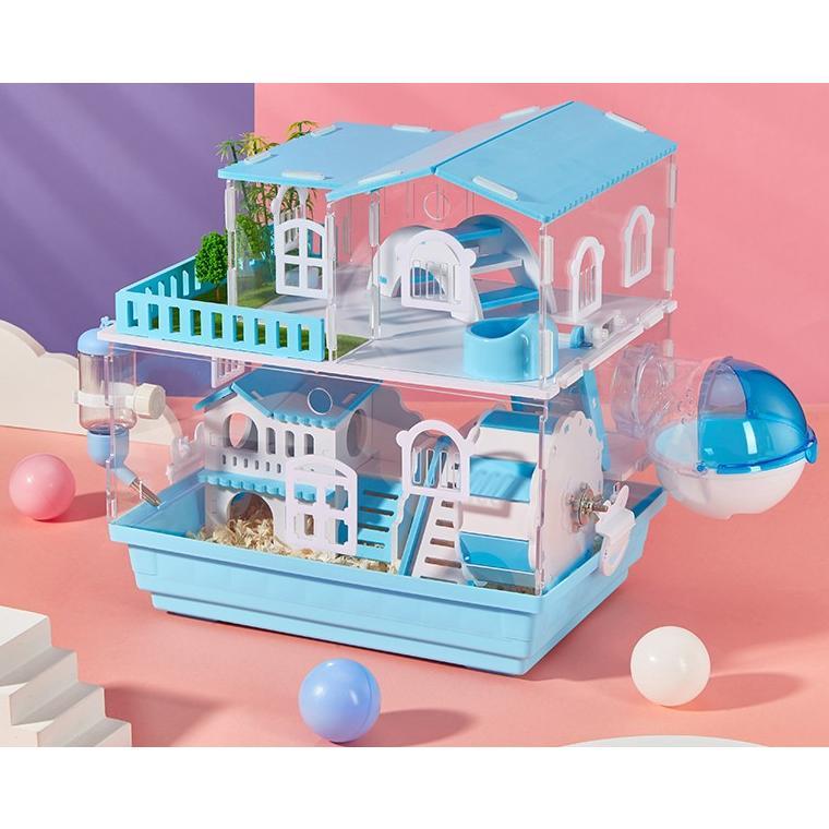 ハムスター用品 ハムスターケージ 小動物用ケージ ケージ 広いハウス 小動物小屋 かご 飼育 大きい 透..