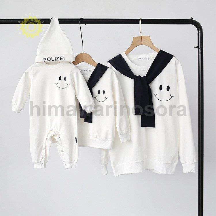 家族写真 お揃いコーデ 親子ペアルック ベビー トレイナー 親子コーデ 赤ちゃん カバーオール ロンパー..