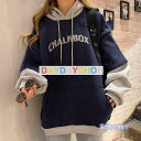 パーカー レディース ファッション ストリート系 原宿 裏起毛 長袖 ロゴ 安い ビッグ 大きいサイズ 秋 冬 10代 20代 30代 大人 学生
