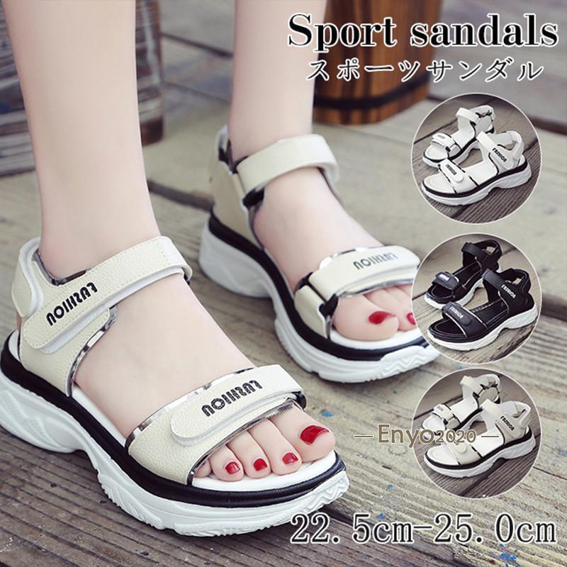 サンダル レディース スポーツサンダル シューズ ストラップ 厚底 疲れない ウェッジソール 滑りにくい スポサン 春夏 歩きやすい スポーティー 海