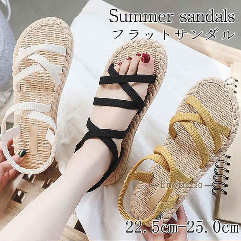 サンダル レディース フラットサンダル ビーチサンダル 靴 歩きやすい 美脚 靴 シューズ ローヒール スリッパ 軽量 疲れにくい 夏 ビーチ