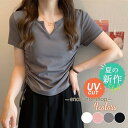 Tシャツ レディース 春 夏 トップス 半袖 tシャツ カットソー プルオーバー インナー UVカット 学生 通学 大人 シンプル 可愛い おしゃれ