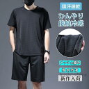 上下セット メンズ ルームウェア 接触冷感 メッシュ 速乾 夏 無地 半袖 Tシャツ ショートパンツ ロングパンツ 吸汗 ドライ 通気性 軽量 父の日