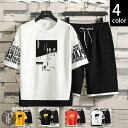 上下セット 吸汗速乾 セットアップ スポーツウェア メンズ Tシャツ ショートパンツ トレーニングウェア ルームウェア 涼しい 半袖 薄手