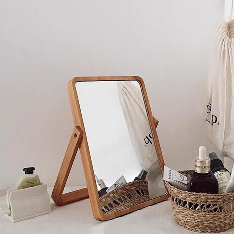 ミラー スタンドミラー 卓上ミラー 大きい 折りたたみ 木製 鏡 卓上 おしゃれ メイクミラー アンティー..