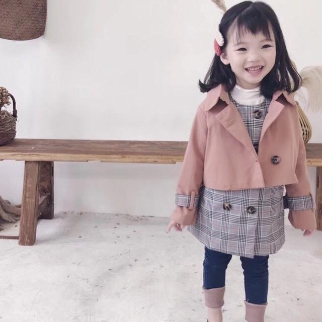 キッズ アウター コート フードなし 女の子 おしゃれ ガールズ 子ども 子供服 韓国子供服 グレンチェック3wayアウター 727
