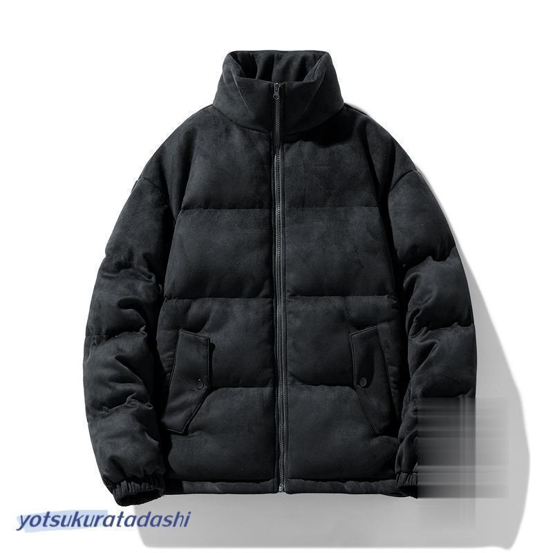 中綿ジャケット ムートンジャケットメンズ スエード アウター セーム革 冬 バックプリント ハイネック ..