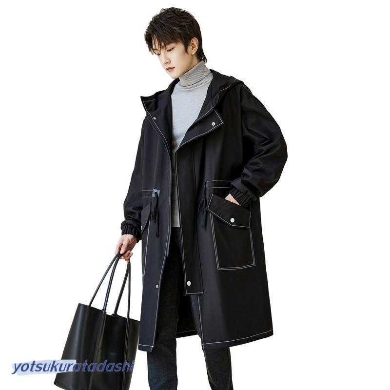 チェスターコート コート メンズ ロング 大きい フード付き ビジネスコート 通勤 通学 秋服 秋服 防風 ..