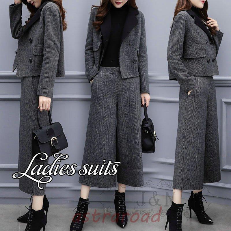 セットアップ レディース ワイドパンツ ブレザー 秋 冬 卒業式 服 母 40代 50代 おしゃれ ママ長袖 卒園式 入学式 ジャケット 通勤 OL 2点セット