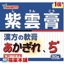 詳細情報 製品の特徴 紫雲膏は，いわゆる漢方製剤で，古くからひび，あかぎれ，しもやけ等に繁用されていました。 弊社の製品を常備薬として，ご使用願えれば幸いです。 使用上の注意■ 使用してはいけない方 （守らないと現在の症状が悪化したり、副作用が起こりやすくなります。） 次の人は使用しないでください 　（1）本剤又は本剤の成分によるアレルギー症状を起こしたことがある人。 　（2）湿潤・ただれ・やけど・外傷のひどい人。 　（3）傷口が化膿している人。 　（4）患部が広範囲の人。 ■ 事前に相談が必要な方 1．次の人は使用前に医師、薬剤師又は登録販売者に相談してください 　医師の治療を受けている人。 2．使用後、次の症状があらわれた場合は副作用の可能性がありますので、直ちに使用を中止し、この文書を持って医師、薬剤師又は登録販売者に相談してください ［関係部位：症状］ 皮膚：発疹・発赤、かゆみ ■ご購入に際し、下記注意事項を必ずお読みください。 このお薬を服用することによって、副作用の症状があらわれる可能性があります。気をつけるべき副作用の症状は、このお薬の添付文書にて確認できます。お薬の服用前に必ずご確認ください。 服用（使用）期間は、短期間にとどめ、用法・容量を守って下さい。症状が改善しない場合は、ご利用を中止し、医師、薬剤師又は登録販売者にご相談ください。 ※第1類医薬品の場合は医師、歯科医師または薬剤師にご相談ください 効能・効果ひび，あかぎれ，しもやけ，魚の目，あせも，ただれ，外傷，火傷，痔核による疼痛，肛門裂傷，湿疹・皮膚炎 効能関連注意 本品は、効能・効果以外を目的とする使用はできません。 用法・用量 適宜患部に塗布するか，ガーゼ等に展延し患部に貼付する。 （ご使用前に患部を清潔にし，傷に塗る場合には消毒をしてからご使用されると効果的です。） 用法関連注意 （1）小児に使用させる場合には，保護者の指導監督のもとに使用させてください。 （2）外用にのみ使用してください。 （3）目に入らないよう注意してください。 （4）衣類等につかないよう注意してください。（赤紫色の軟膏のため。） 成分分量 下記の全量1,605gから得られる紫雲膏は約1,300g。 トウキ 100g シコン 100g ゴマ油 1,000g ミツロウ 380g 豚脂 25g 添加物 なし 保管及び取扱い上の注意 （1）直射日光の当たらない涼しい所に密栓して保管してください。 （2）小児の手の届かない所に保管してください。 （3）他の容器に入れ替えないでください。（誤用の原因になったり品質が変わります。） （4）使用期限を過ぎた製品は使用しないでください。 消費者相談窓口 会社名：大晃生薬有限会社 問い合わせ先：試験室 電話：フリーダイヤル　0120-335064 受付時間：9時〜12時，13時〜17時（土・日・祝日を除く） 会社名：大杉製薬株式会社 住所：〒545-0002　大阪市阿倍野区天王寺町南1-1-2 問い合わせ先：お客様相談室 電話：06-6629-0062 受付時間：10時から17時まで（土，日，祝日を除く） 会社名：山本漢方製薬株式会社 住所：〒485-0035　愛知県小牧市多気東町156番地 問い合わせ先：お客様相談窓口 電話：（0568）73-3131 受付時間：9：00〜17：00（土，日，祝日を除く） 製造販売会社 会社名：大晃生薬有限会社 住所：名古屋市千種区松軒一丁目5番12号 販売会社 大杉製薬（株） 小太郎漢方製薬（株） 山本漢方製薬（株） 剤形塗布剤 リスク区分 第二類医薬品 広告文責株式会社福田薬局　薬剤師：福田晃