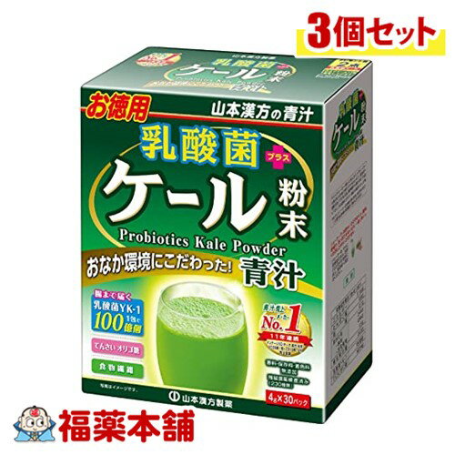 山本漢方 乳酸菌ケール粉末 4g×30包×3個 [宅配便・送料無料]
