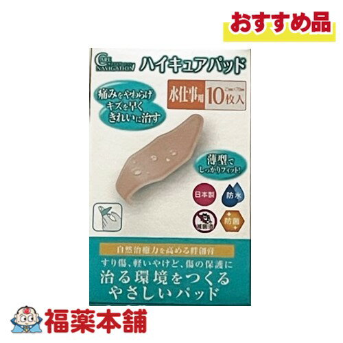 ハイキュアパッド 水仕事用 (25mm×70mm) (10枚入り) 傷を早くきれいに治す 傷パッド 絆創膏 [ゆうパケット・送料無料]