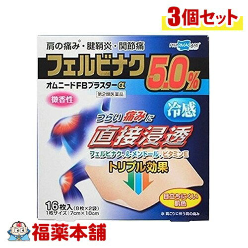 【第2類医薬品】オムニードFBプラスターα 16枚×3個 [ゆうパケット・送料無料]