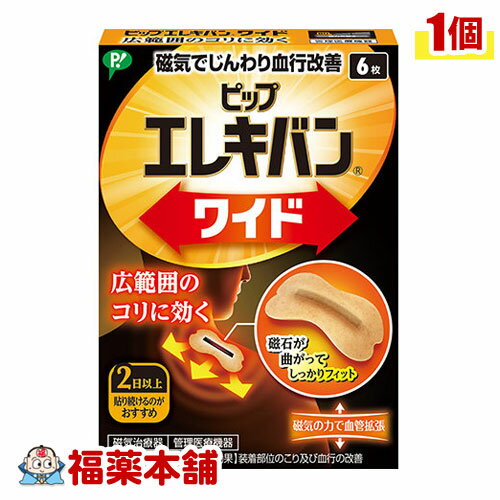 ピップエレキバンワイド 6枚入り 広範囲のコリに 長さ25mmの棒磁石 [ゆうパケット・送料無料]