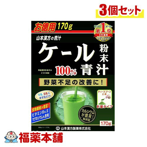 山本漢方 ケール青汁粉末徳用 170g×3個 [宅配便・送料無料]