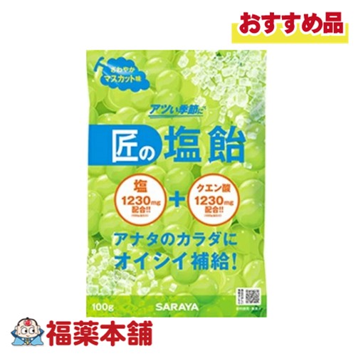 サラヤ 匠の塩飴 さわやかマスカット味 100g [ゆうパケット・送料無料]