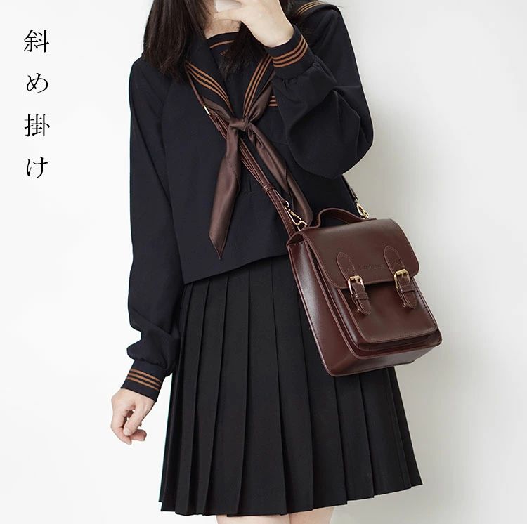 樂天商城 - スクールバッグ 卒業式 JK制服バック 女の子 韓国 レディースバッグ 中学生 高校生 PU 合皮 ブラウン 学生カバン 入学祝い かばん JK鞄