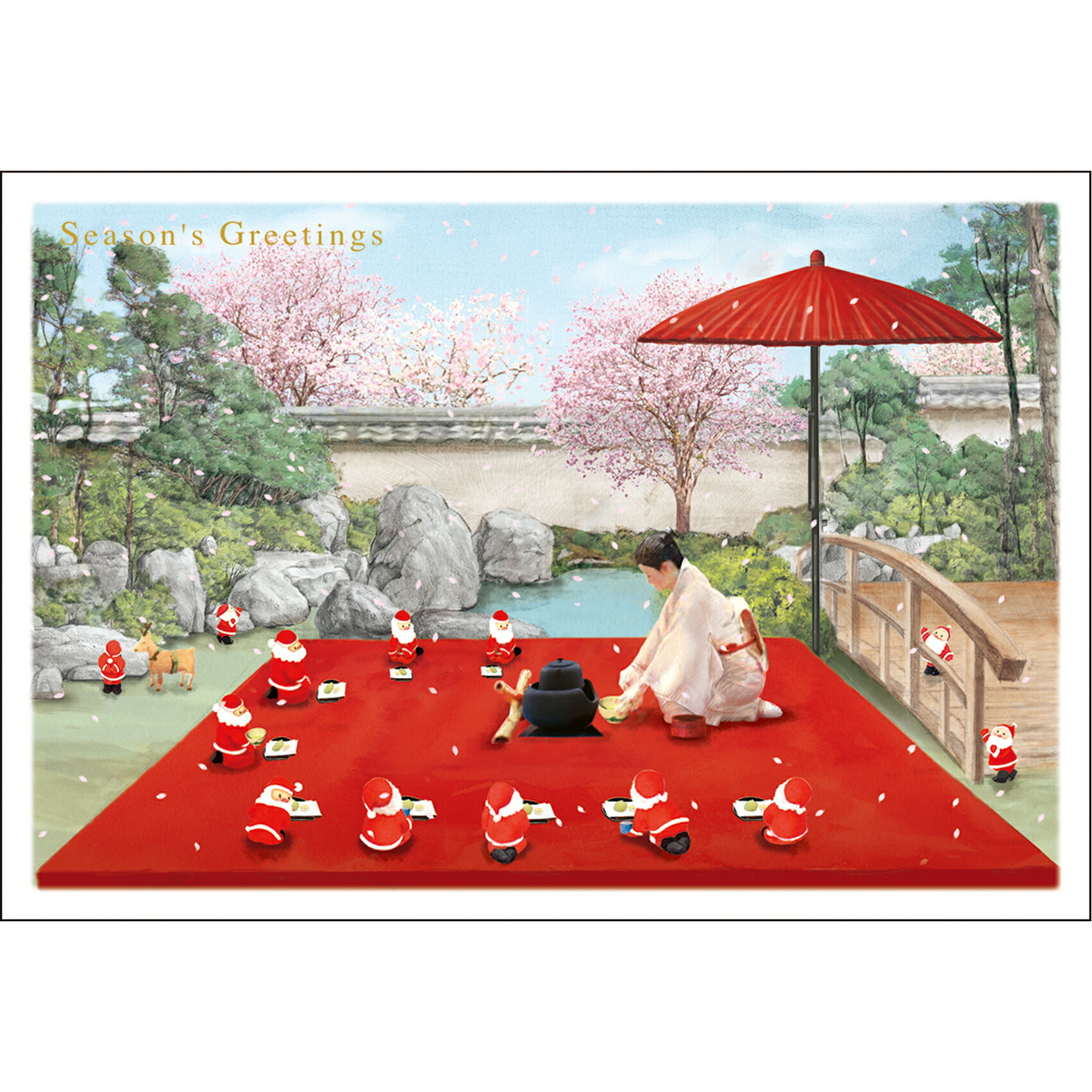 クリスマスカード（和風ミニサンタカード）のサムネイル