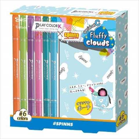 トンボ鉛筆 プレイカラーK×Spinns オリジナルポーチ付きセットC Fluffy cloud WS-PKSP6C18C