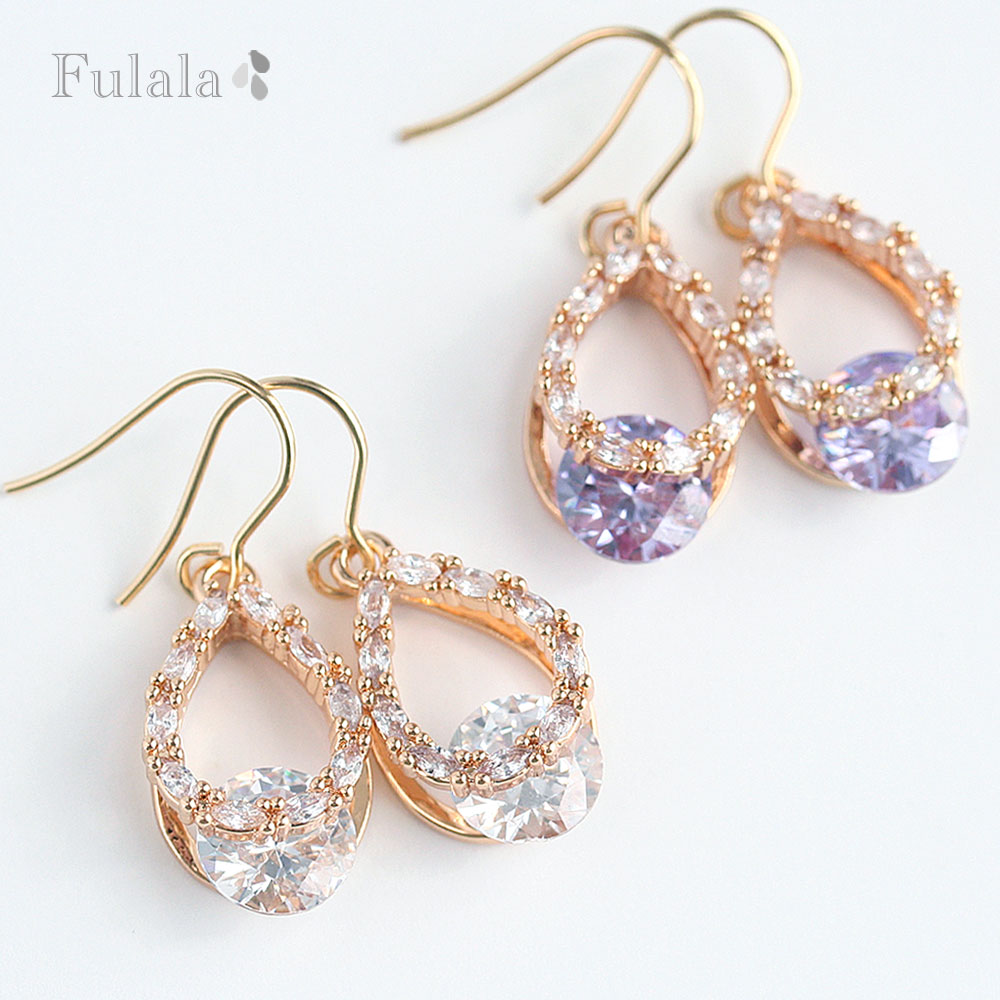 ピアス 金属アレルギー対応 キュービックジルコニア ワンポイントドロップのピアス クリア バイオレット イヤリング ステンレス 316L 樹脂ピアス チタンピアス サージカルステンレスピアス 雫